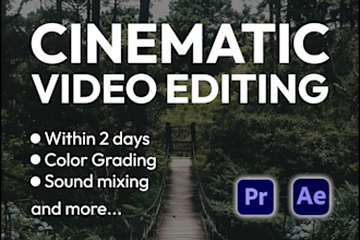 do professional video editing for cinematic video in pr, ae