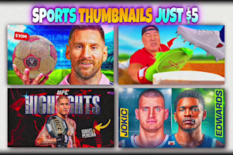 design sports youtube thumbnails for nba, NFL, wwe and football