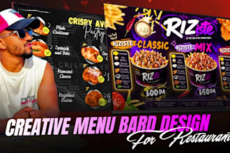 design static tv screen menu or digital menu, menu board, flyer for restaurant