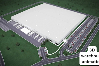 create 3d warehouse automation, 3d intralogistics workflow and factory process