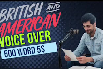 record a professional american and british male voice over