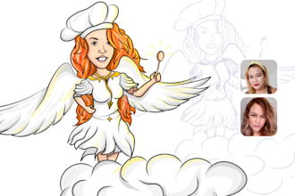 draw a caricature, cartoon portrait, avatar, logo from photo