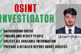 be your private investigator, osint and background check