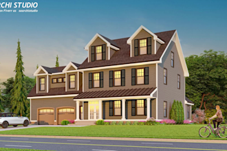 render 3d architectural exterior home design, interior house walkthrough video