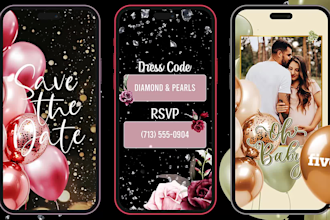 design elegant video invitations for birthdays, save the date or bachelorette