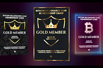 create 3d rotating crypto nft membership cards or trading cards