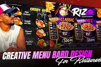 do digital menu or menu board, animated menu, TV screen for restaurant