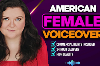 record a deep american female voice over english