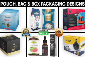design product box package design, label and 3d mockup