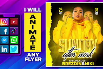 create animated motion flyer poster, mixtape for event, party, product or any