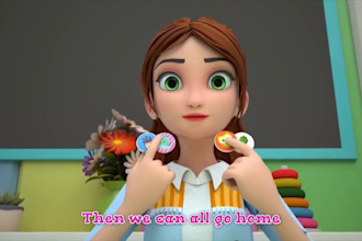 create 3d animation video, kids animation, nursery rhyme kids learning animation