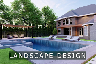 design landscape, pool, patio and garden as an architect