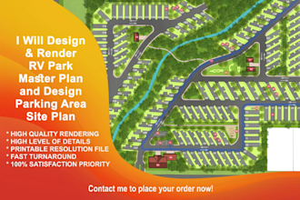 design and render rv park master plan or parking site plans