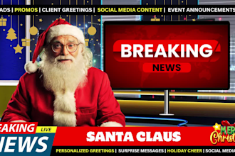 create santa claus breaking news video greeting, christmas message and wishes