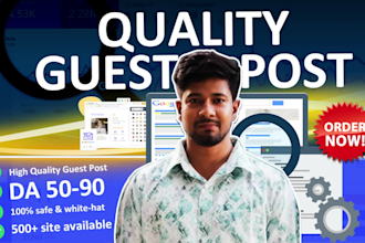 write, publish unique guest post articles and whitehat permanent SEO backlinks
