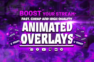 design animated overlay, screens and alerts for twitch