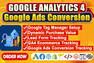 google analytics 4 setup, ads conversion tracking, ga4 ecommerce by tag manager