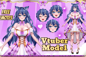 design and rig live 2d vtuber model 2dvtuber model vtuber commission 2d anime
