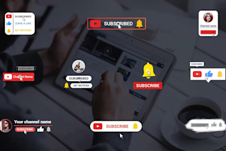 create youtube subscribe buttons and bell animation