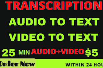 transcribe audio to text do fast video transcription within 12 hours