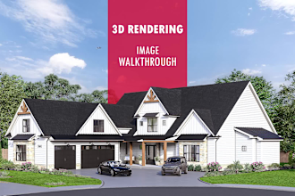 design house exterior model, 3d rendering, walkthrough