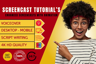 record HD screencast explainer tutorial video for website or app with voiceover