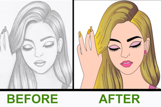 covert your drawing to colourful 2d image, vector