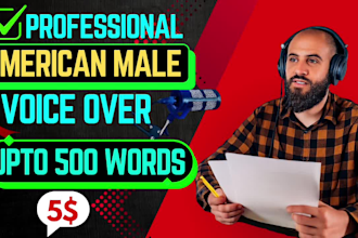 record a professional american or british male voiceover