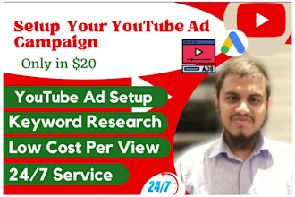 setup youtube advertising, video ads campaign via google ads
