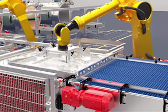 create 3d industrial animation factory automation and robotic process video