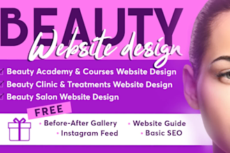 gorgeous beauty website for beauty courses, academies, clinics, treatments