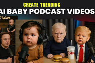 create viral ai baby podcast videos, news baby for tiktok