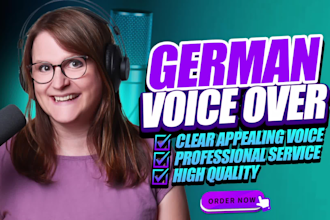 record a female german voice over in a warm young voice