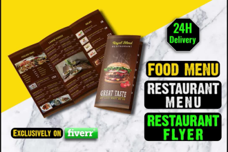 do restaurant menu design, food flyer design, food banner design