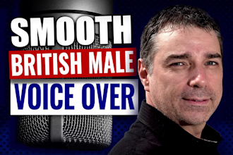 record human professional british voice over, dry male voice over