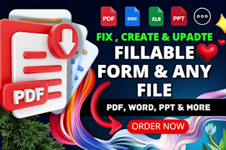 create and fix fillable PDF form word and excel with calculations