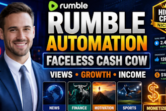 create rumble automation channel and faceless cash cow videos