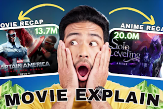 make a full movie or anime recap, video editing and script writing