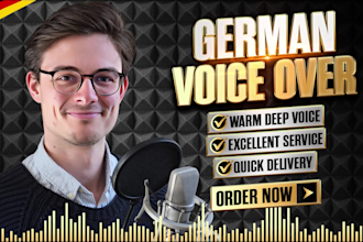 produce a german male voice over in a deep warm voice