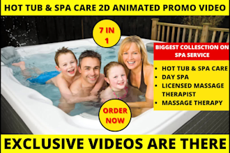 do hot tub and spa care or day spa 2d animated promo video