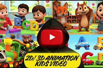 create viral ai animation, kids learning video, 3d cartoon animation for youtube