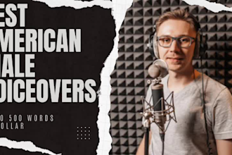 record a young adult american male voice over in english