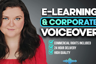 record a professional deep female corporate elearning training voiceover