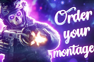 create a clean cod, valorant montage with 3d text and sfx