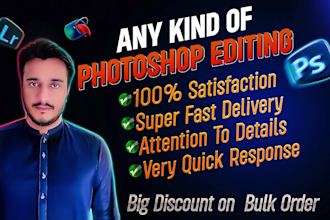 do photoshop photo editing, image editing, retouching  within 1 hour