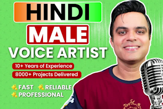 be your professional male hindi voice over artist