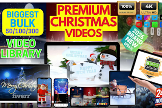 design custom bulk christmas video animations with full commercial rights