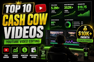 edit top 10 faceless cashcow videos for youtube