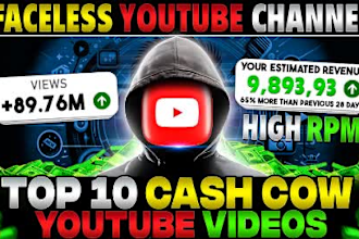 create youtube top 10 cash cow faceless videos and automated cash cow videos