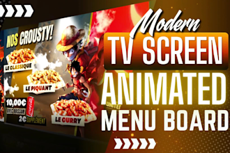 design static tv screen menu or digital menu, menu board, flyer for restaurant
